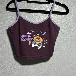 Smurf x Romwe dark purple spooky szn crop top